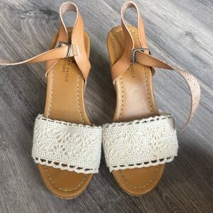 Lace wedge sandals